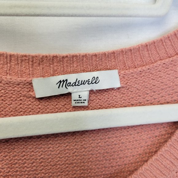 Madewell Women's Large Pullover Sweater Pink Knit Hi Lo Hem - Picture 4 of 5